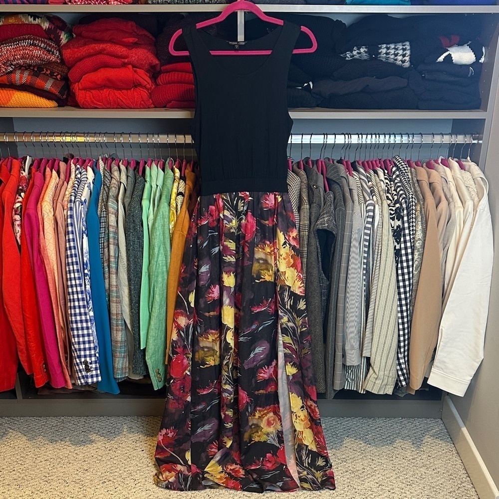 Felicity & Coco black/red floral sleeveless back zipper maxi dress size M